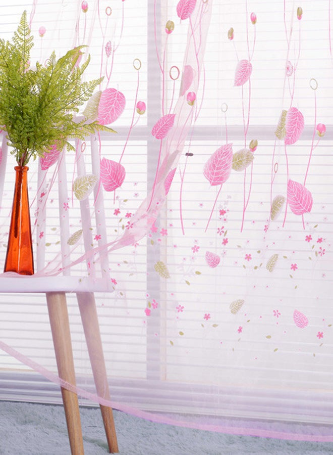Voberry Fashion Leaf Window Curtain Pink 100 x 200cm - Image 2