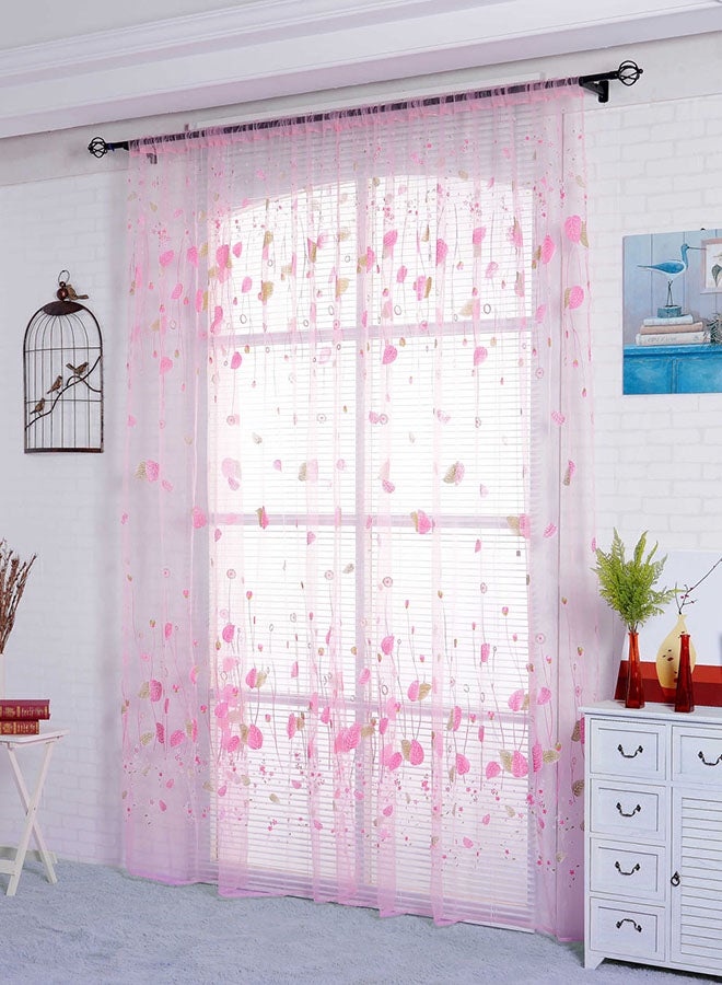 Voberry Fashion Leaf Window Curtain Pink 100 x 200cm - Image 1