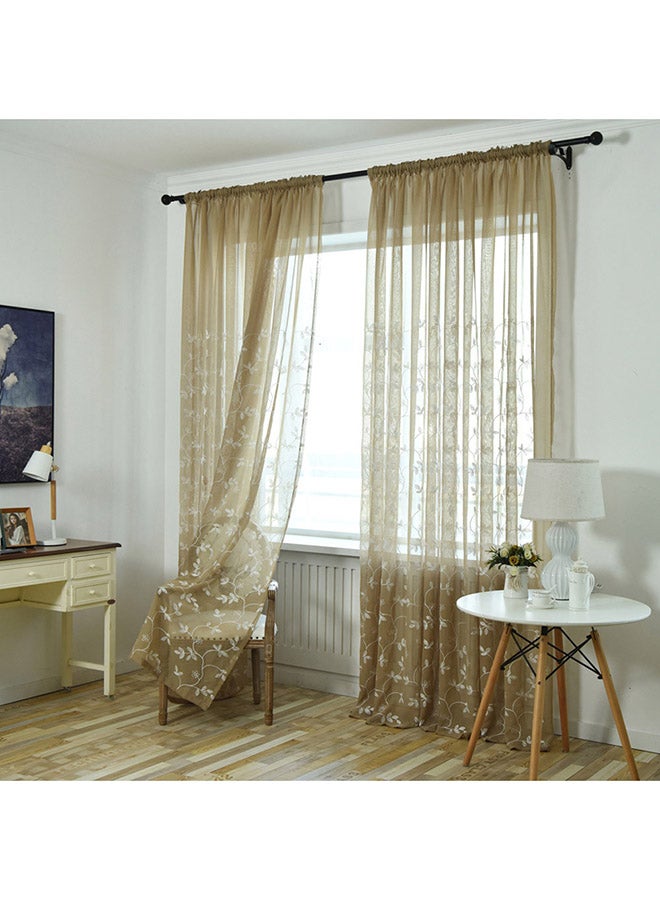 فوبيري ستارة نافذة بتصميم أوراق نبات لغرفة المعيشة البني/الأبيض - Image 1