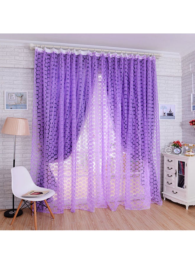 Voberry Rose Tulle Window Curtain Purple 200 x 100cm - Image 1