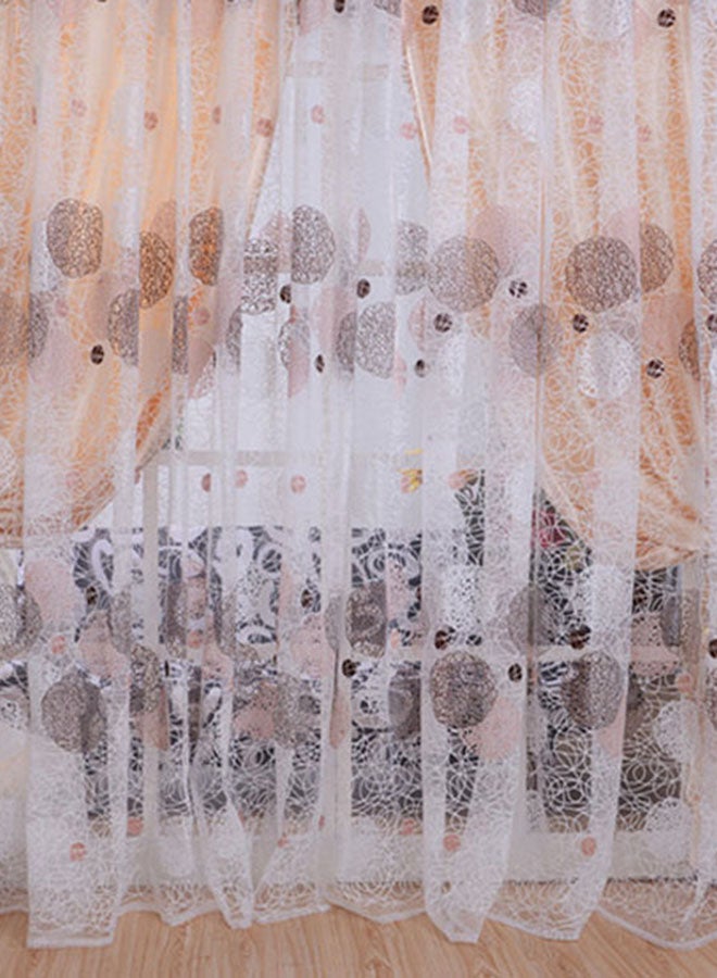 Voberry Floral Voile Window Curtain Orange/White/Black 200 x 100cm - Image 1