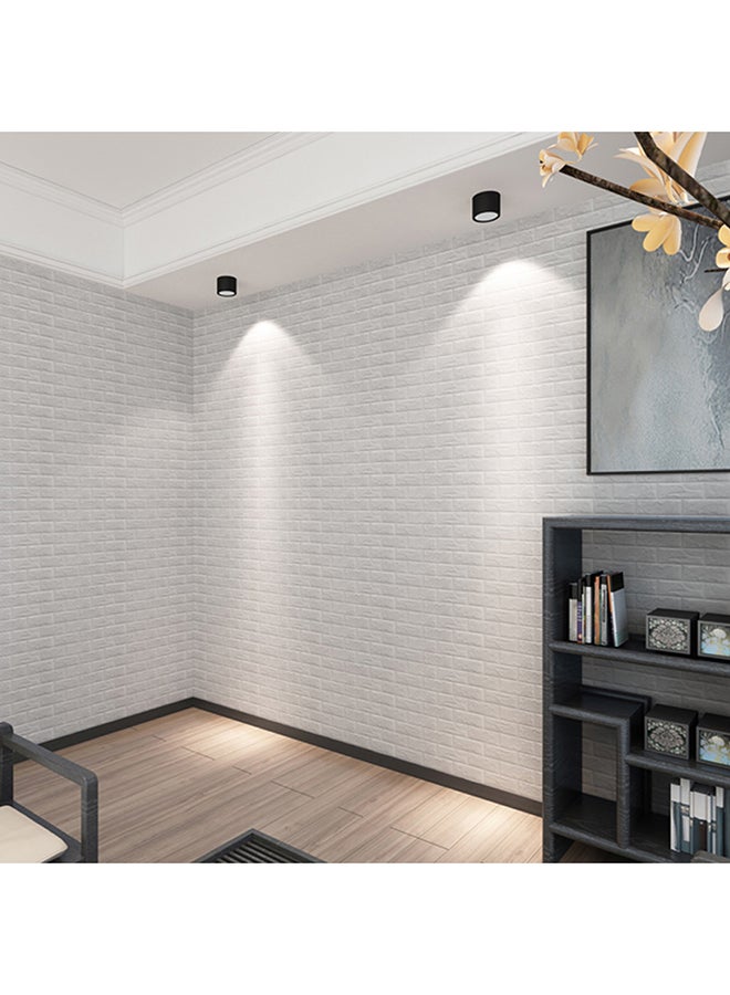 Voberry New PE Foam 3D Wallpaper DIY Stickers Wall Decor Embossed Brick Stone White - Image 2
