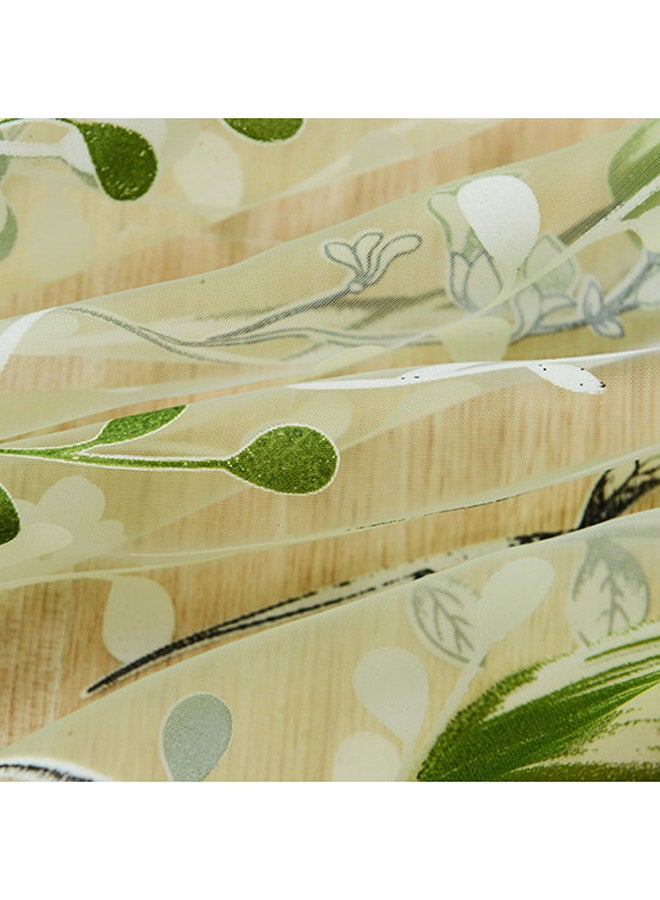 Voberry Flower Tulle Window Curtain Green 200 x 100cm - Image 2