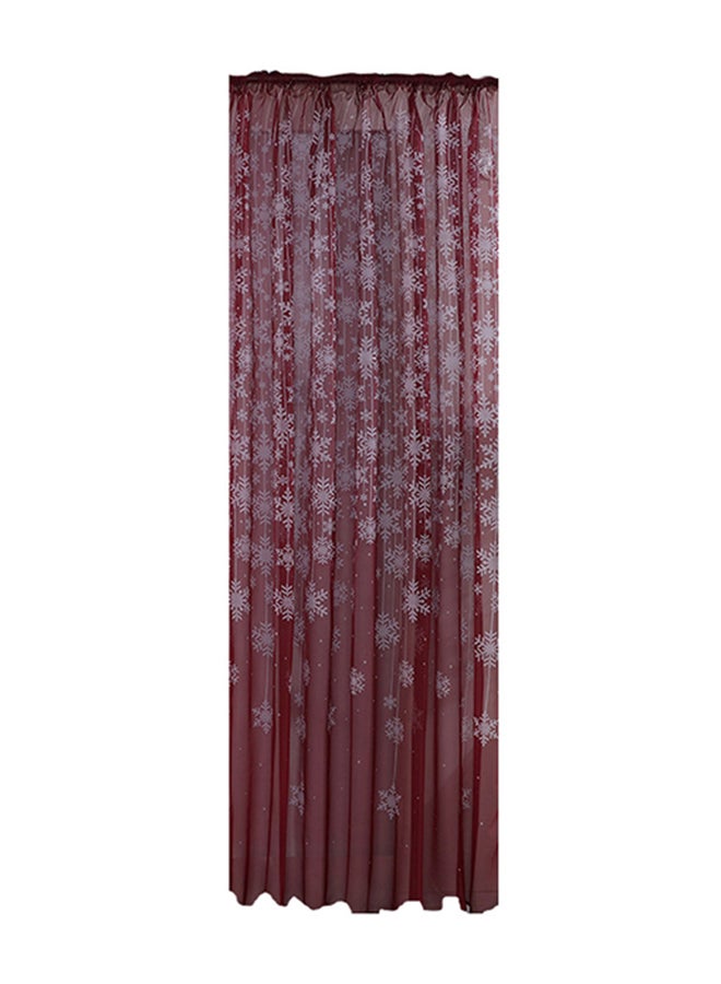 Voberry Snowflake Curtain Tulle Window Treatment Voile Drape Valance Brown - Image 1