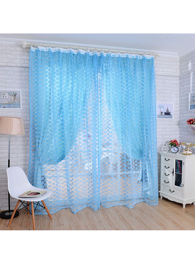 فوبيري ستارة نافذة من التول بتصميم ورود أزرق 200 x 100سم - Image 1