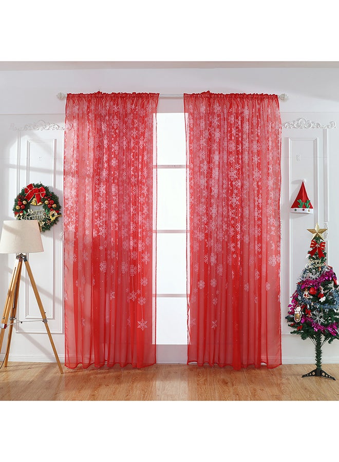 Voberry Snowflake Pattern Window Curtain Red 31.5 x 78.7inch - Image 2