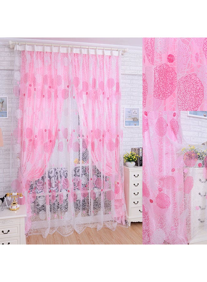 Voberry Floral Pattern Window Curtain Pink 200 x 100cm - Image 1