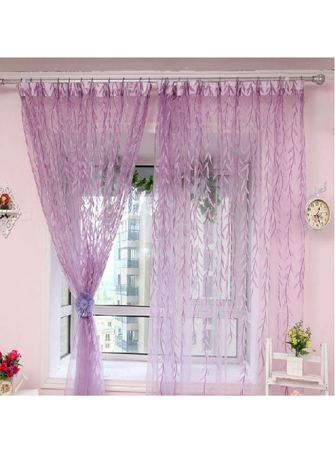 Voberry Willow Tulle Pattern Window Curtain Purple 2 x 2.7meter - Image 1