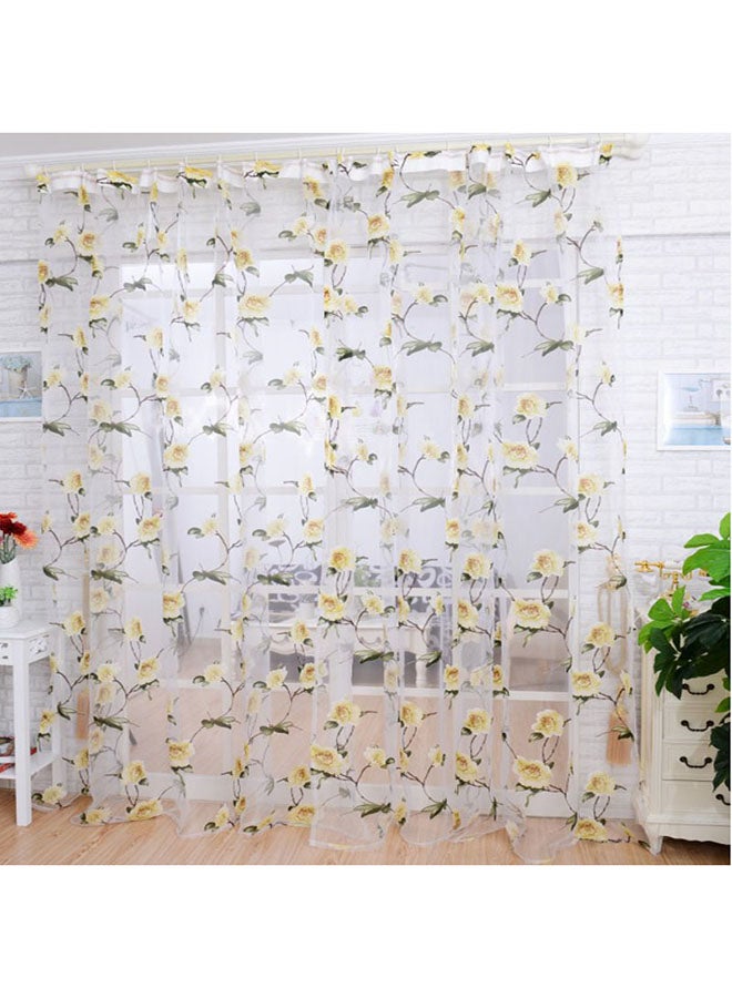 Voberry Brilliant Peony Tulle Window Curtain Multicolour 200 x 100cm - Image 1