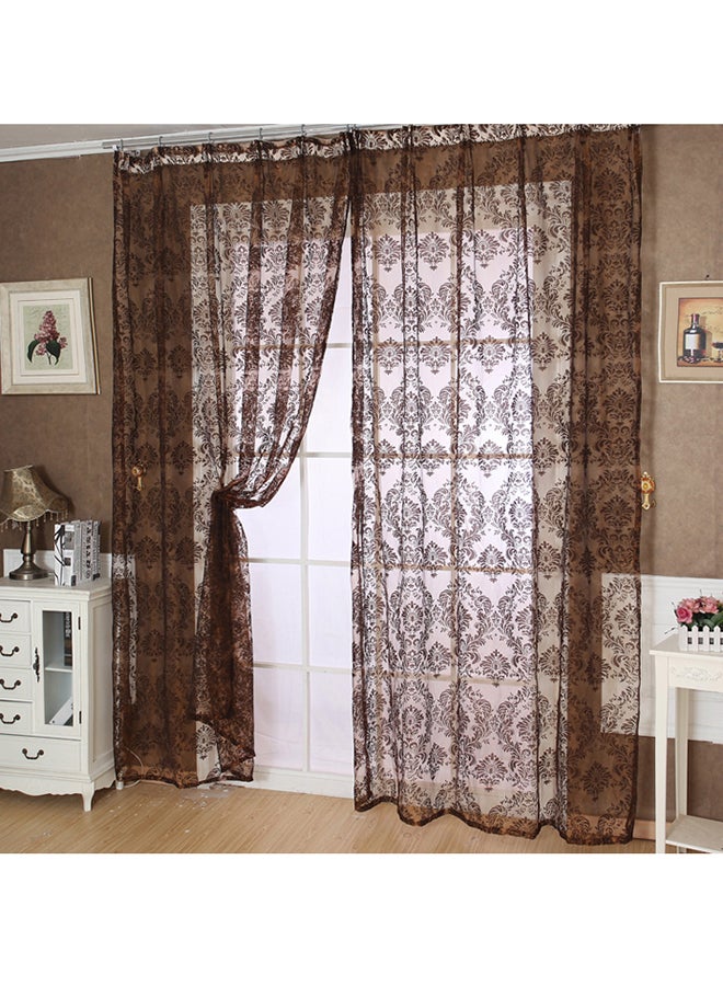 Voberry European Classical Style Tulle Window Screens Balcony Curtain Panel Brown - Image 1