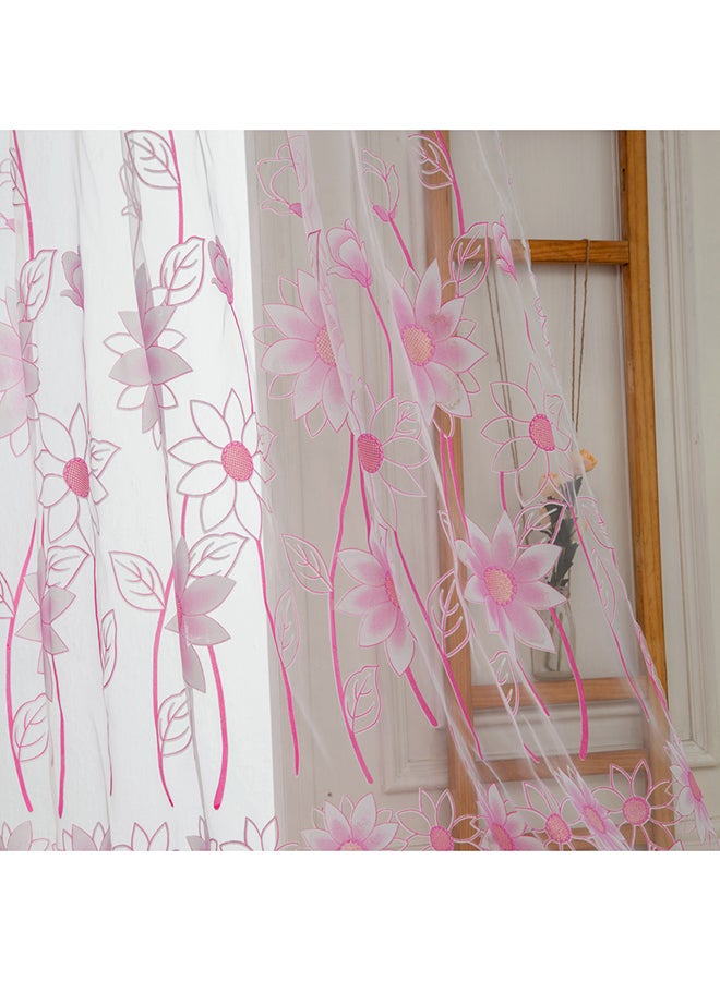 Voberry Flower Pattern Living Room Window Curtain Pink - Image 2