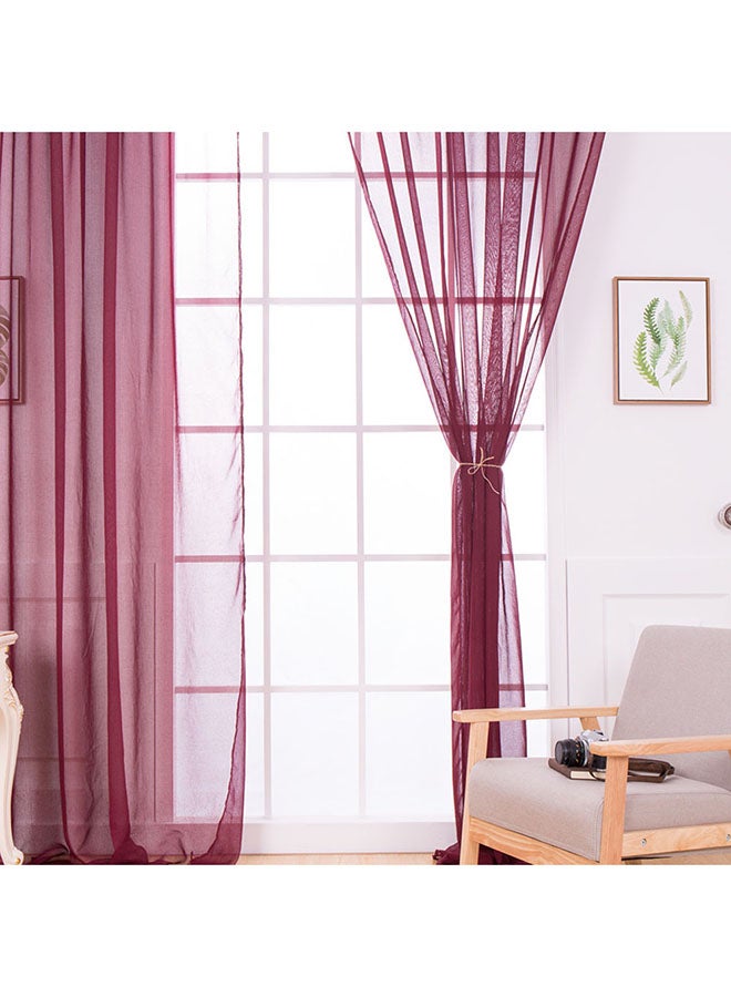 Voberry Solid Pattern Window Curtain Wine 100 x 200cm - Image 1