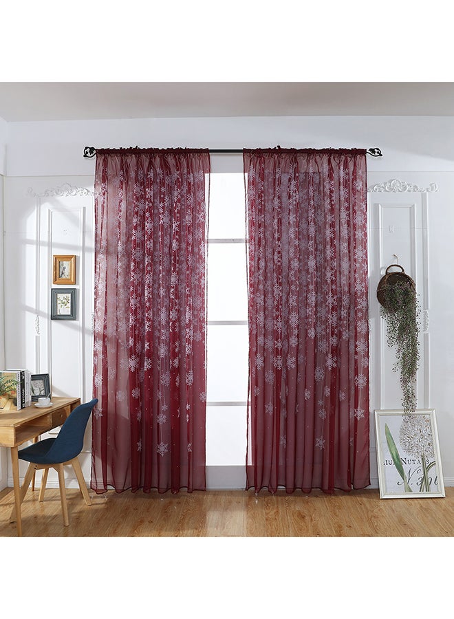 Voberry Snowflake Curtain Tulle Window Treatment Voile Drape Valance Brown - Image 2