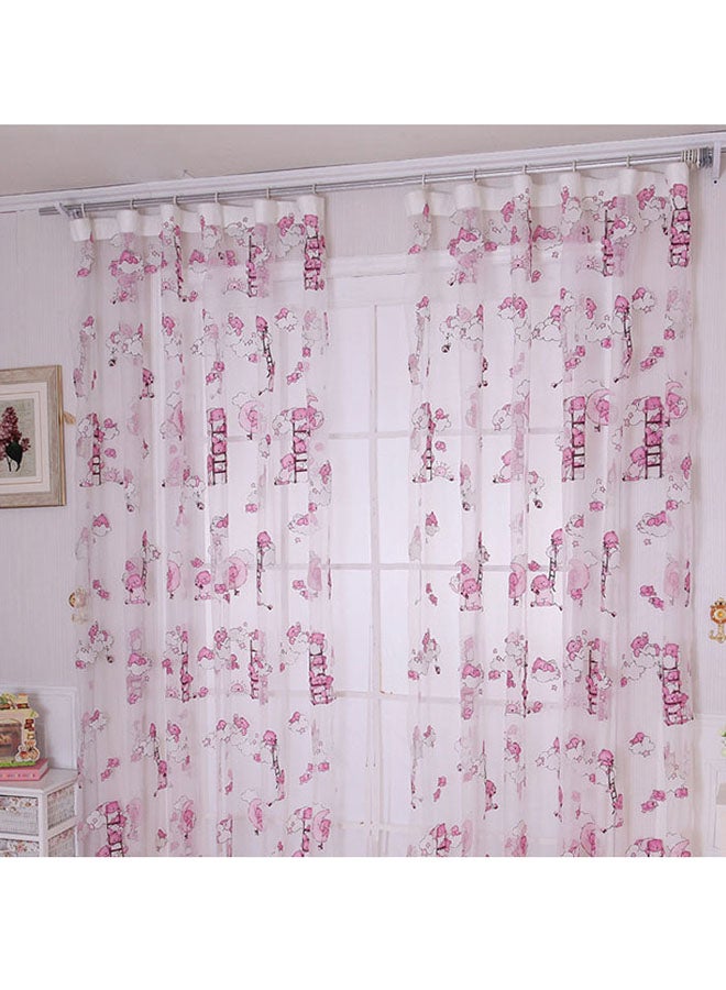 Voberry Cartoon Bear Tulle Window Curtain Pink/Black/White 2 x 1meter - Image 1