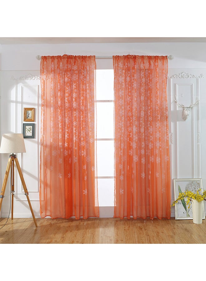 فوبيري ستارة من قماش التل الشفاف للوح الشباك مزينة بنمط ندفة الثلج برتقالي - Image 2