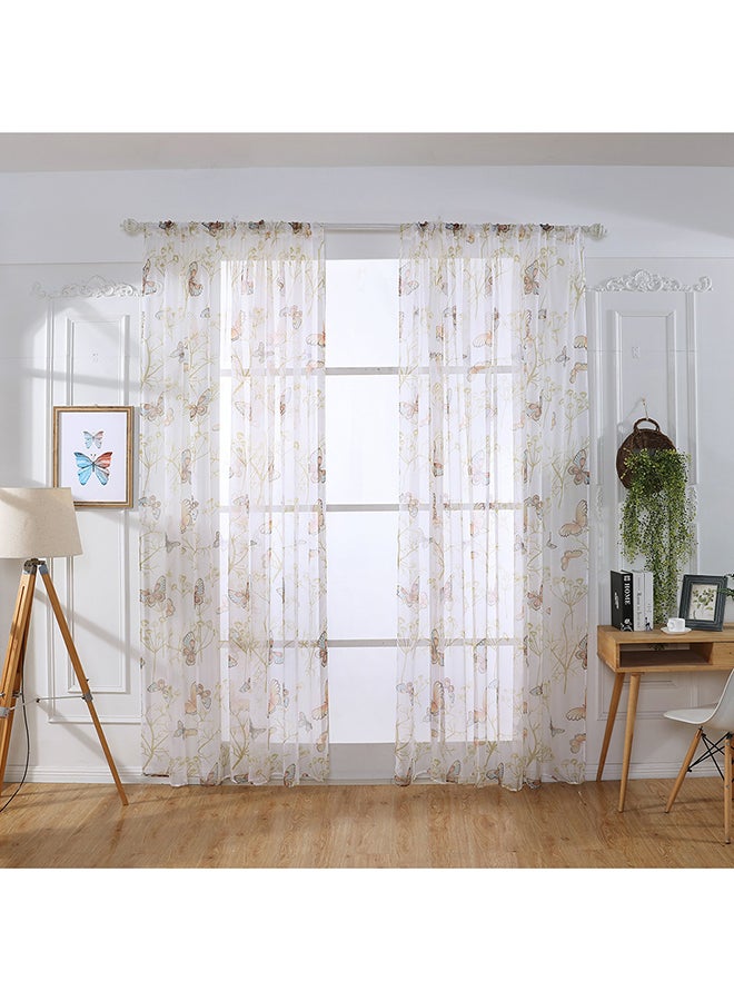 فوبيري طقم ستائر لنافذة غرفة الجلوس بطبعة من قطعتين متعدد الألوان - Image 2