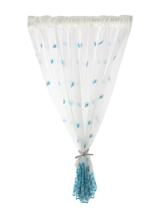 فوبيري ستارة نافذة شفافة بتصميم أوراق شجر أزرق/ أبيض - Image 1