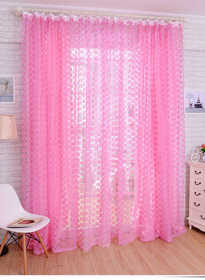 Voberry Rose Tulle Window Curtain Pink 200 x 100cm - Image 2
