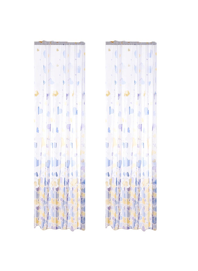 Voberry Heart Shaped Window Curtain White/Blue/Yellow 200 x 100cm - Image 2