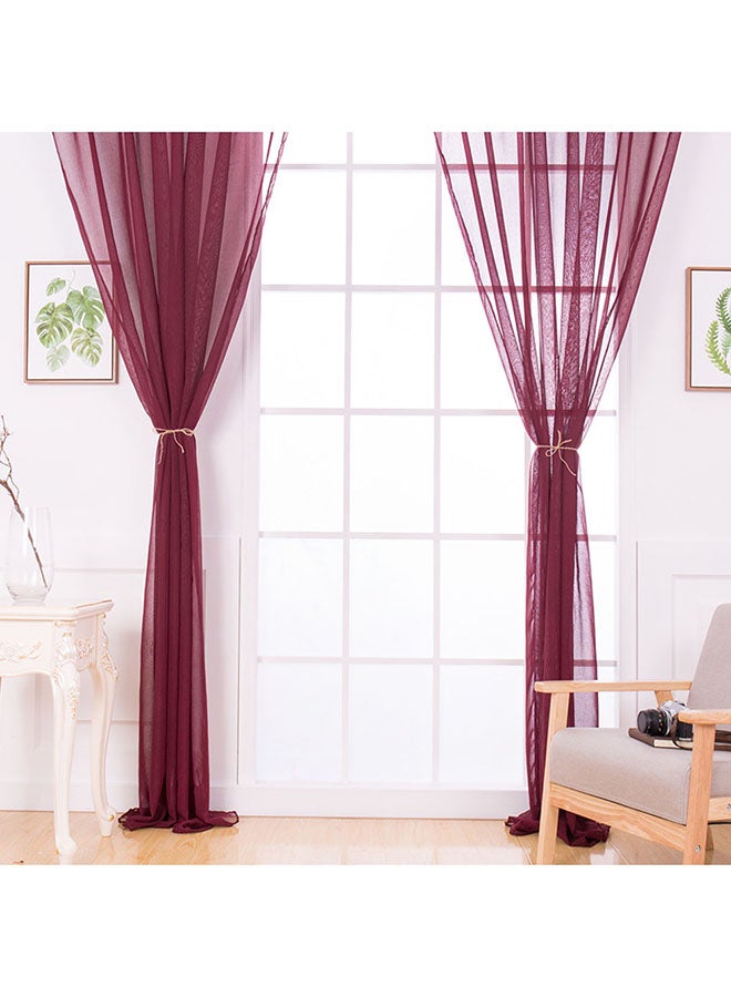 Voberry Solid Pattern Window Curtain Wine 100 x 200cm - Image 2