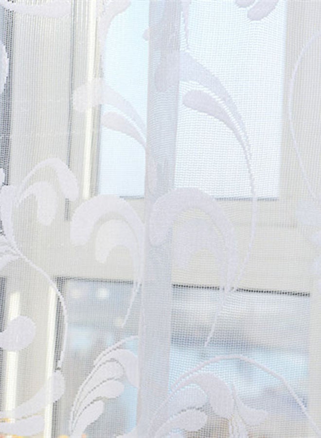 Voberry Pteris Tulle Door Window Curtain Drape Panel Sheer Scarf Valances White - Image 2