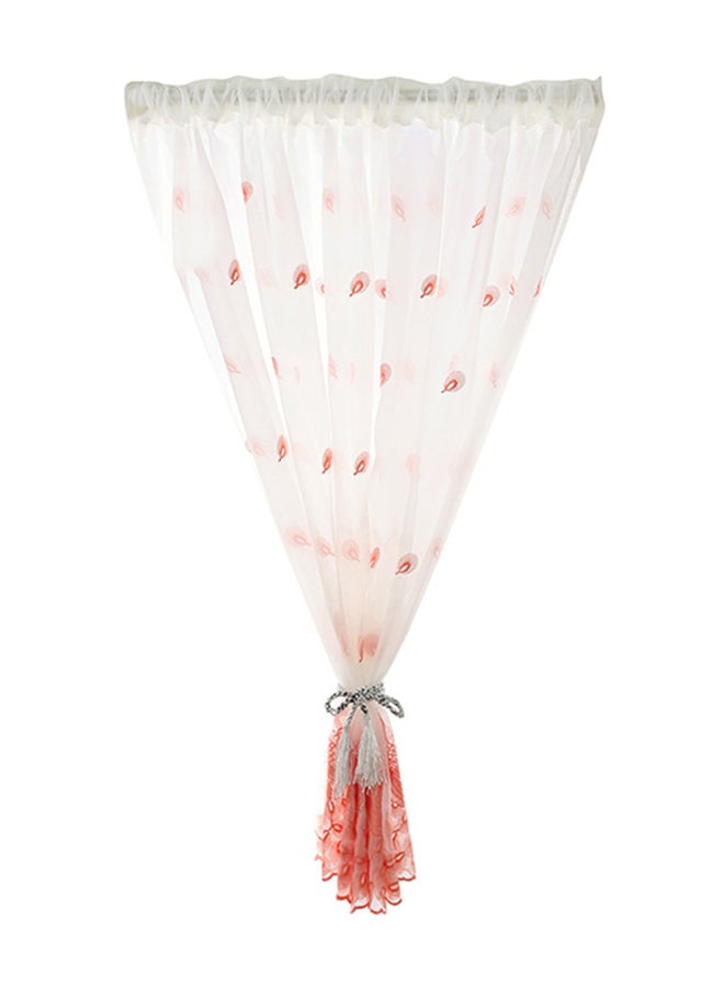 Voberry Leaves Sheer Window Curtain Pink - Image 1