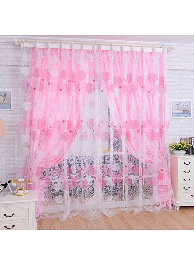 Voberry Floral Pattern Window Curtain Pink 200 x 100cm - Image 2