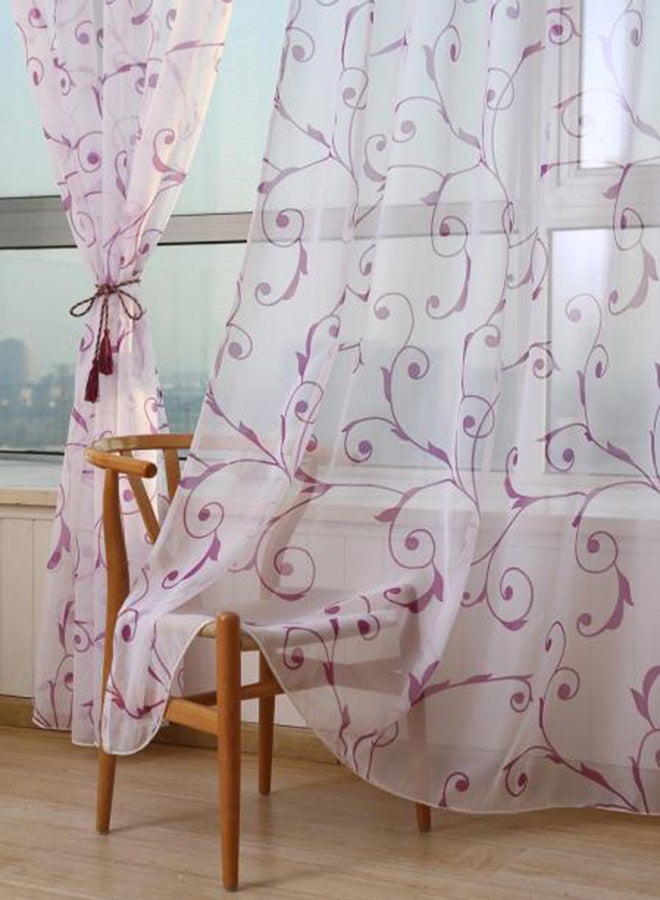 Voberry Window Screens Door Balcony Curtain Panel Sheer Cover White/Purple - Image 2