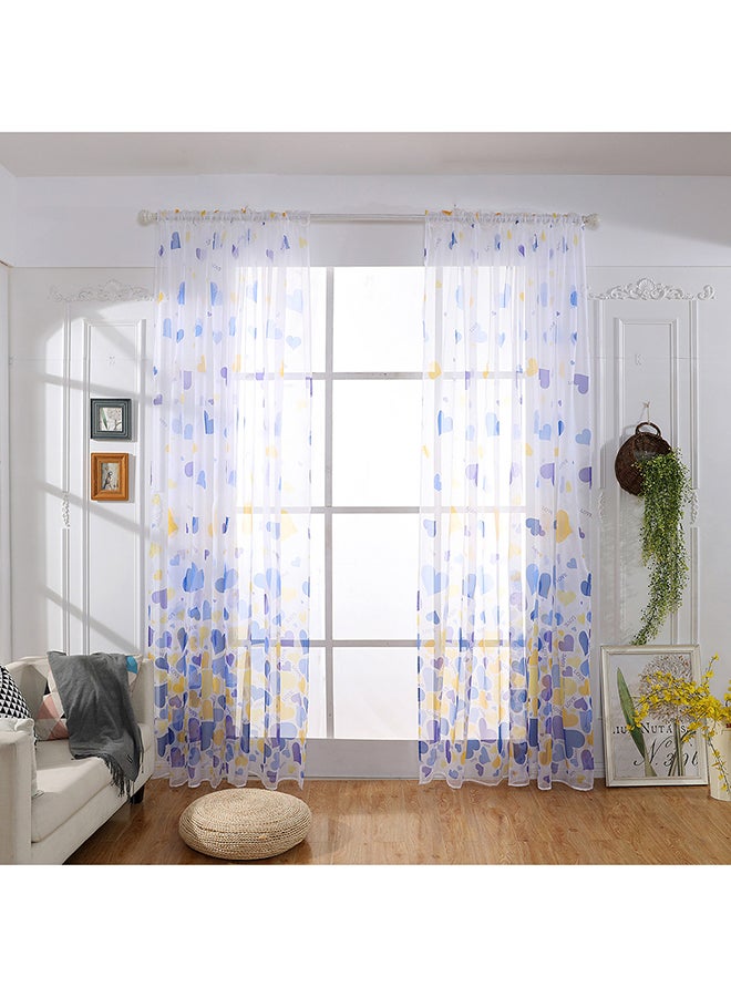 Voberry Heart Shaped Window Curtain White/Blue/Yellow 200 x 100cm - Image 1