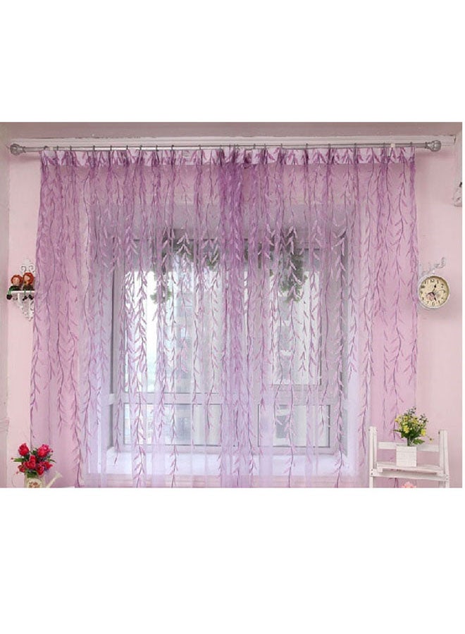 Voberry Willow Tulle Pattern Window Curtain Purple 2 x 2.7meter - Image 2