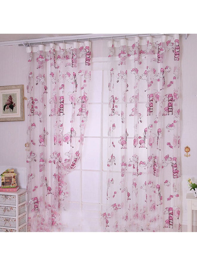 Voberry Cartoon Bear Tulle Window Curtain Pink/Black/White 2 x 1meter - Image 2