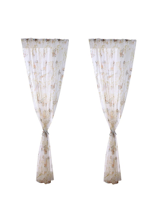 فوبيري طقم ستائر لنافذة غرفة الجلوس بطبعة من قطعتين متعدد الألوان - Image 1