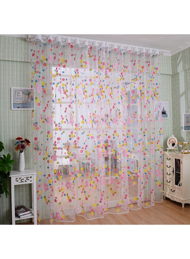 Voberry Flower Printed Decorative Living Room Window Curtain Multicolour 200 x 100cm - Image 1