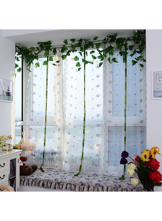 فوبيري ستارة شفافة من قماش التُّل مزينة بزهور أرجوانية اللون ومناسبة للنوافذ والأبواب والشرفات أبيض/أخضر/أرجواني - Image 1