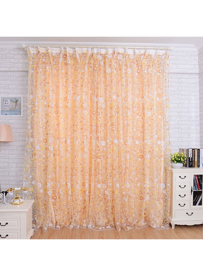 فوبيري ستارة نافذة من نسيج الفوال بتصميم طبعة أزهار برتقالي / أبيض 200 x 100سم - Image 1