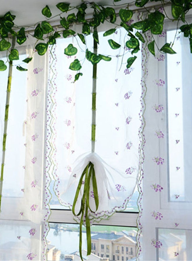 فوبيري ستارة شفافة من قماش التُّل مزينة بزهور أرجوانية اللون ومناسبة للنوافذ والأبواب والشرفات أبيض/أخضر/أرجواني - Image 2