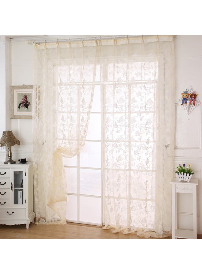 Voberry Plant Vine Tulle Window Curtain Beige 200 x 100cm  - Image 1