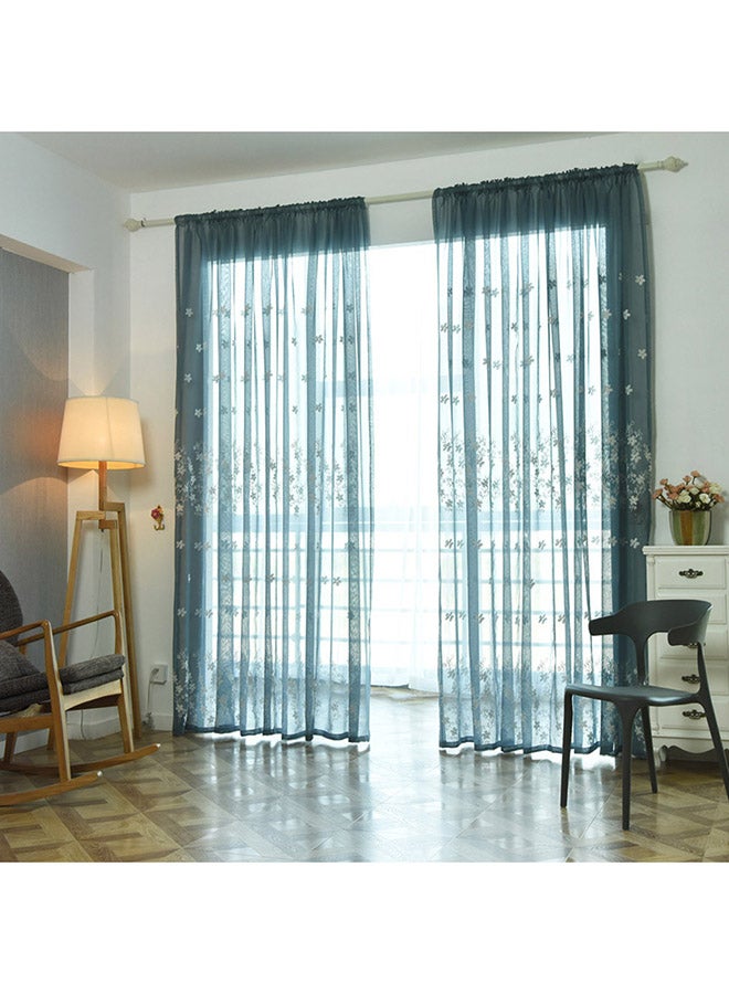 Voberry Panels Voile Slot Balcony Curtain Blue/White 250 x 100cm  - Image 1