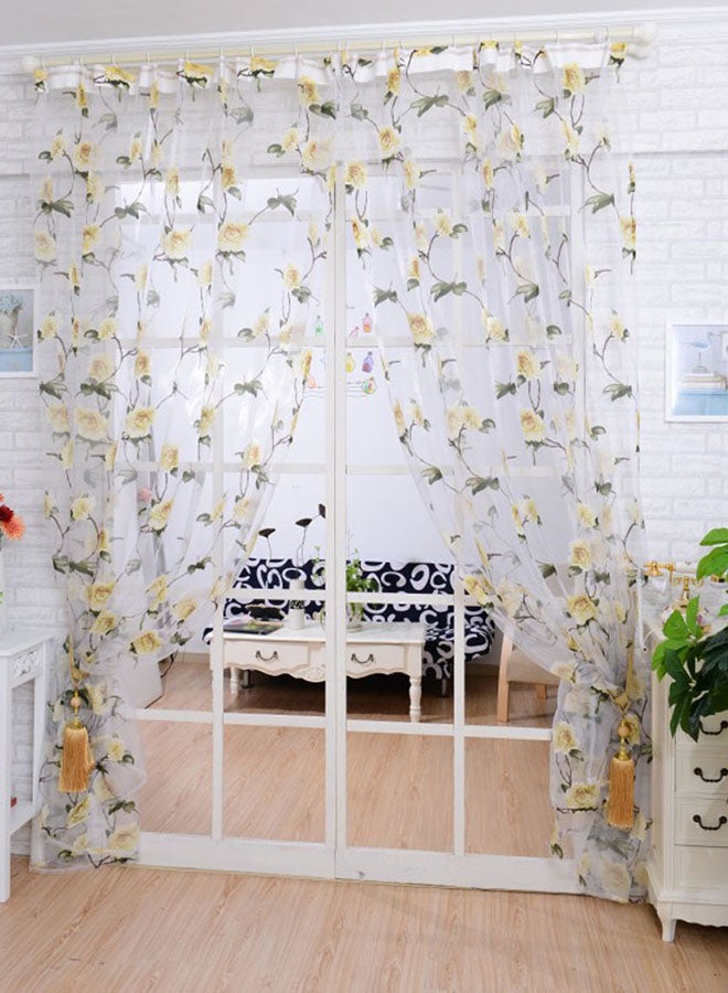 Voberry Brilliant Peony Tulle Window Curtain Multicolour 200 x 100cm - Image 2