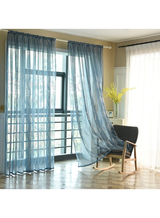 Voberry Decorative Living Room Window Curtain Blue  - Image 2