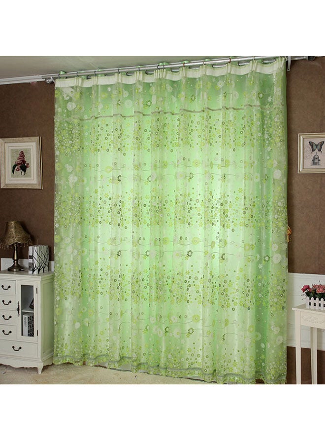 Voberry Floral Tulle Window Curtain Green/White/Yellow 100 x 200cm - Image 2