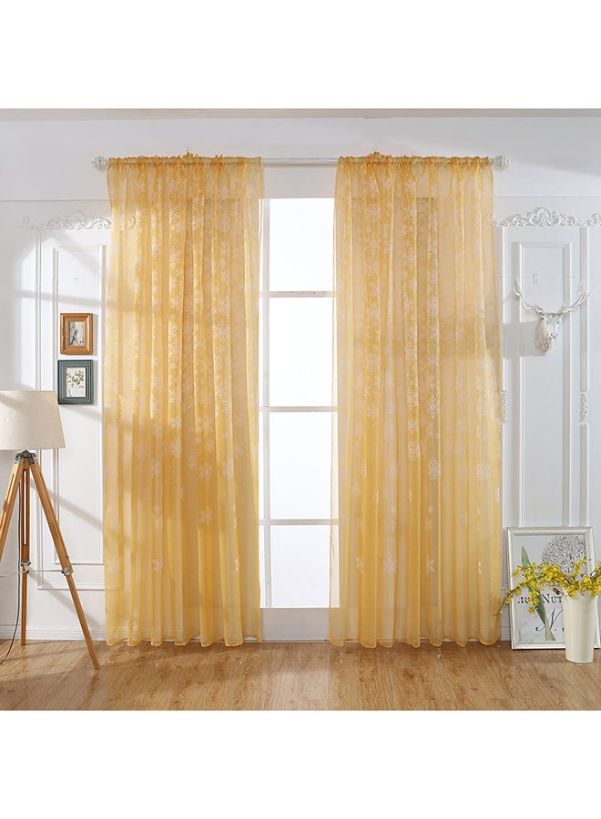Voberry Snowflake Pattern Window Curtain Gold 31.5 x 78.7inch - Image 2