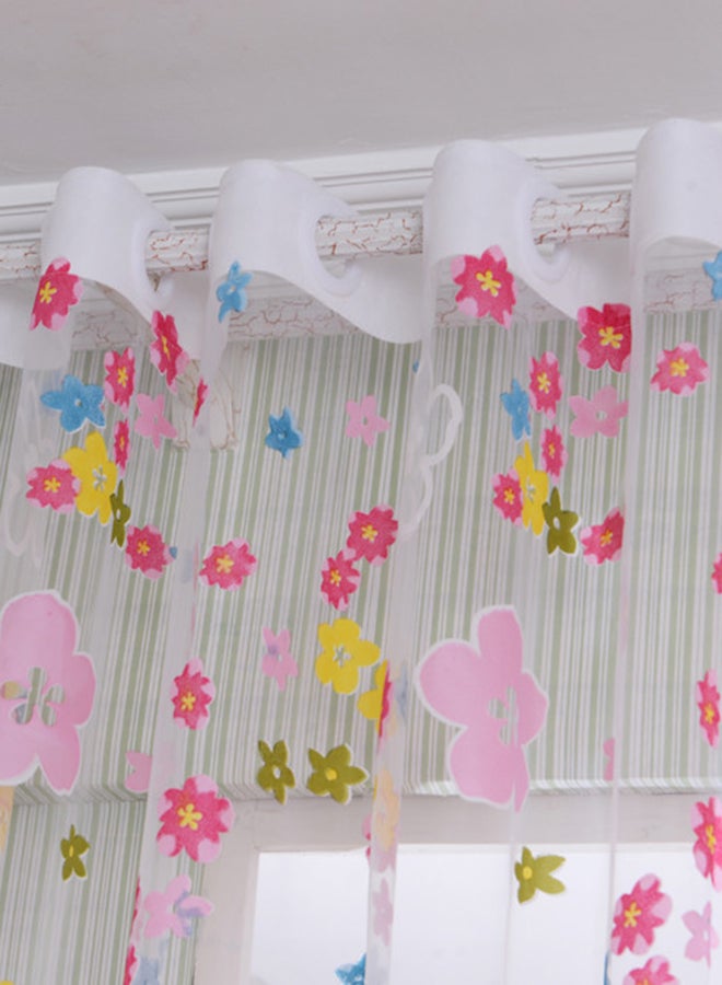 Voberry Flower Printed Decorative Living Room Window Curtain Multicolour 200 x 100cm - Image 2