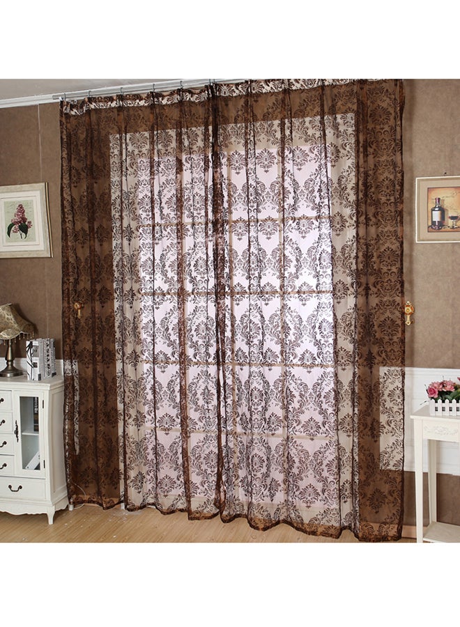 Voberry European Classical Style Tulle Window Screens Balcony Curtain Panel Brown - Image 2