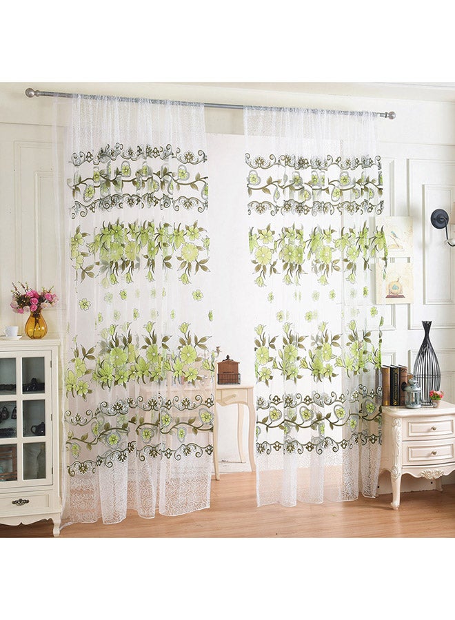 Voberry Flower And Leaf Pattern Living Room Window Curtain White/Green/Brown - Image 2