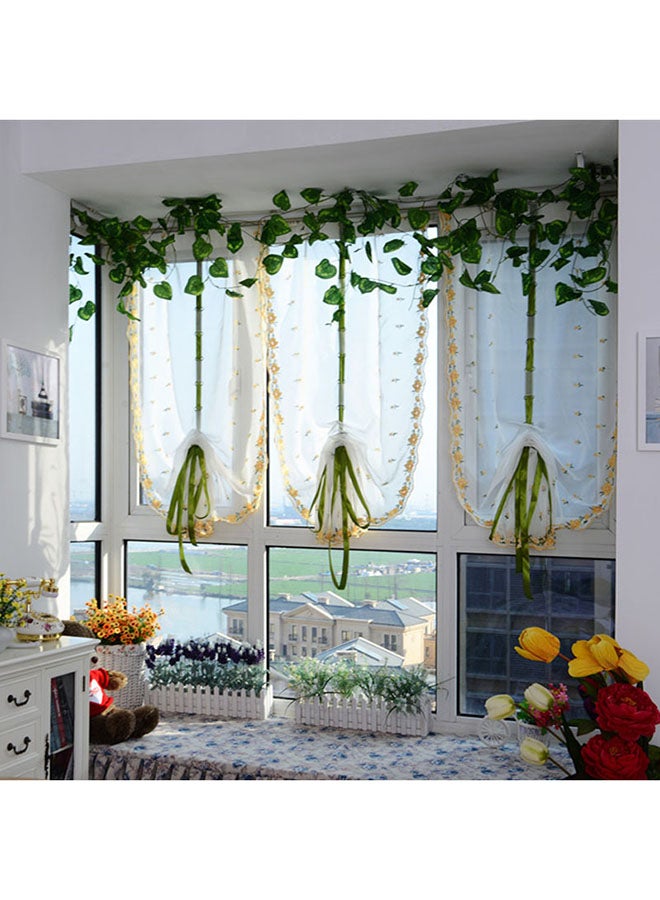Voberry Yellow Embroidered flowers Tulle Window Screens Door Balcony Curtain Sheer White/Green/Yellow - Image 1