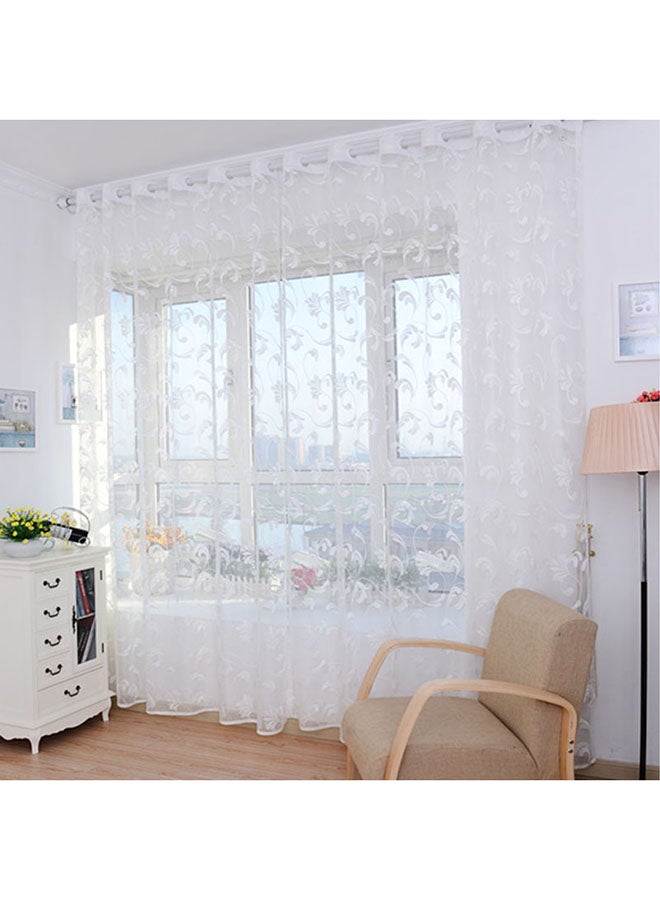 Voberry Pteris Tulle Door Window Curtain Drape Panel Sheer Scarf Valances White - Image 1