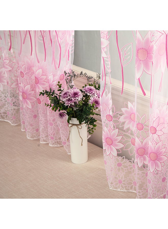 Voberry Flower Pattern Living Room Window Curtain Pink - Image 1