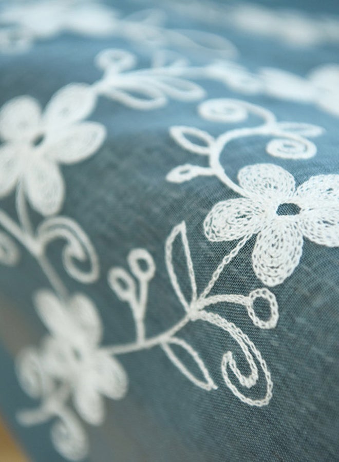 Voberry Panels Voile Slot Balcony Curtain Blue/White 250 x 100cm  - Image 2