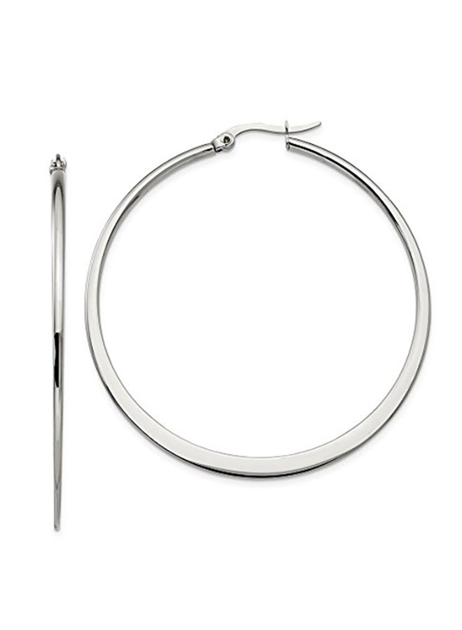 Jewels By Lux - Polished Round Shape Metal Hoop Earrings - Image 1